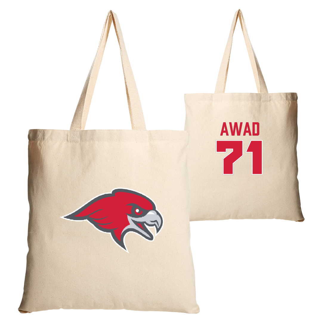 Montclair State University Football Tan Canvas Tote Bag - #71 Amer Awad
