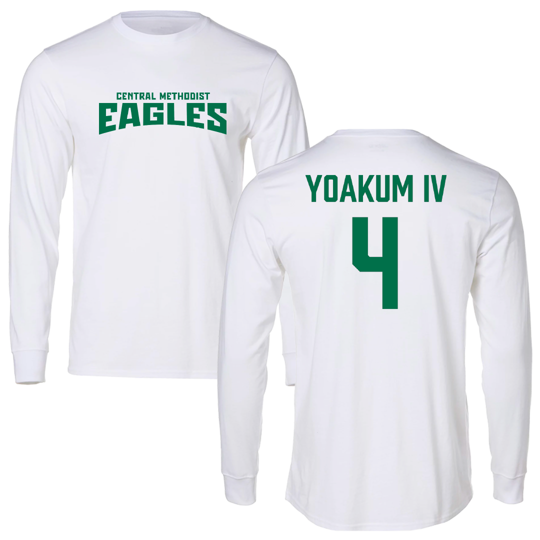 Central Methodist University Baseball White Classic Performance Long Sleeve - #4 Simon Yoakum IV
