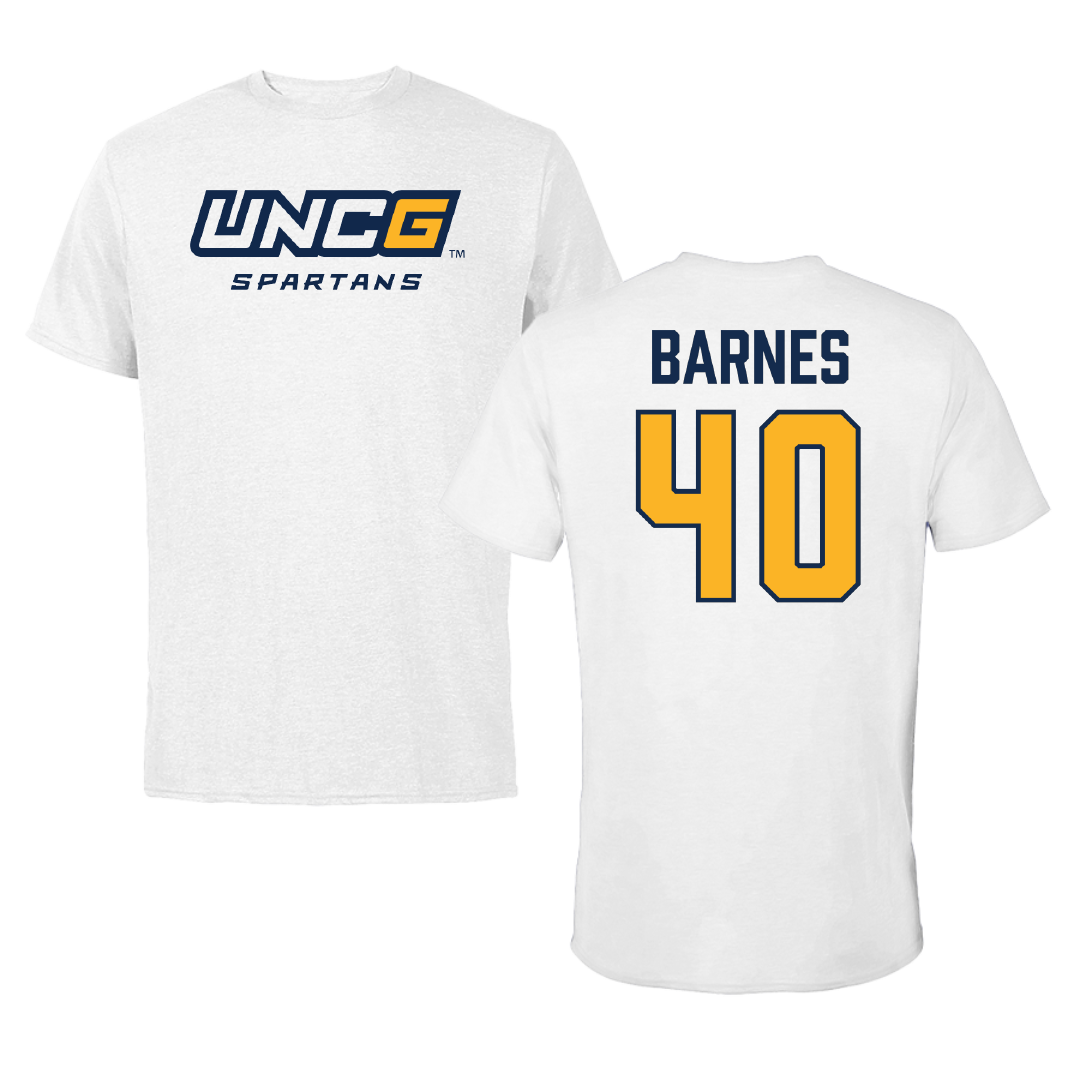 UNC Greensboro Baseball White Performance Tee - #40 Cole Barnes