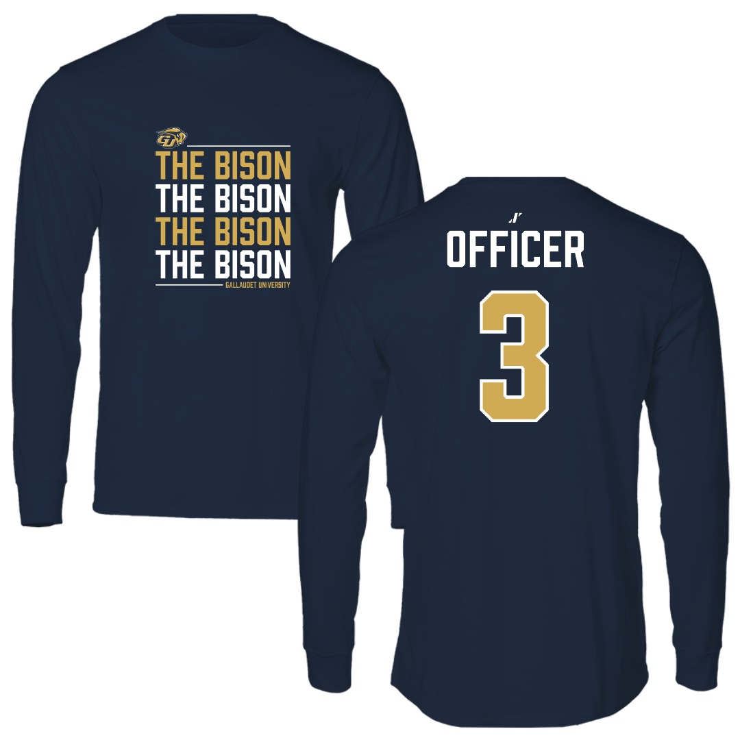 Gallaudet University Football Navy General Performance Long Sleeve - #3 Dylan Officer