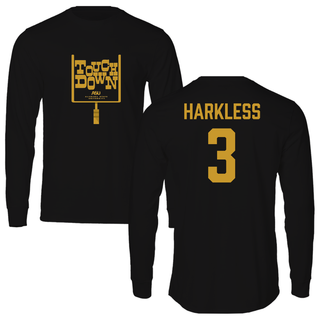 Alabama State University Football Black Touchdown Performance Long Sleeve - #3 Luke Harkless