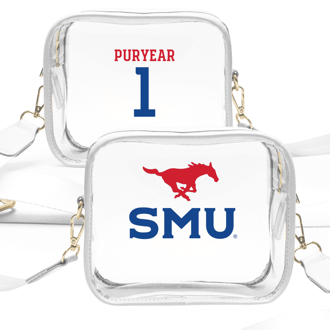 Southern Methodist University Basketball (M) White Clear Stadium Bag - #1 Chance Puryear