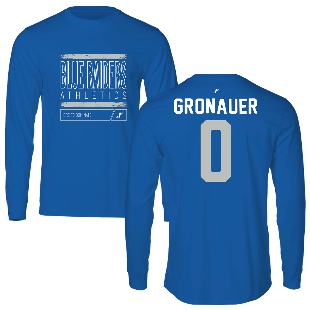 Middle Tennessee State University Soccer Blue Dominate Performance Long Sleeve - #0 Demi Gronauer