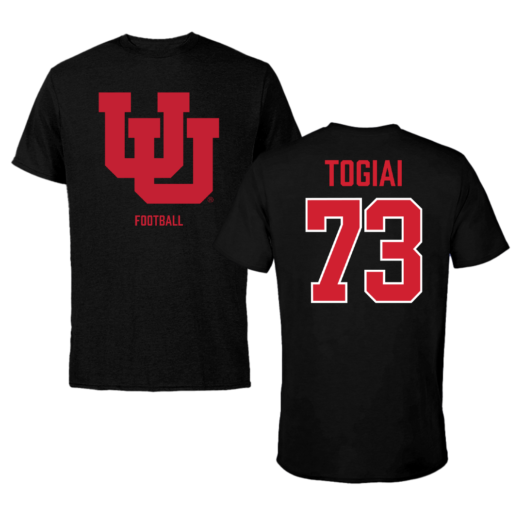 University of Utah Football Black Performance Tee - #73 Tanoa Togiai