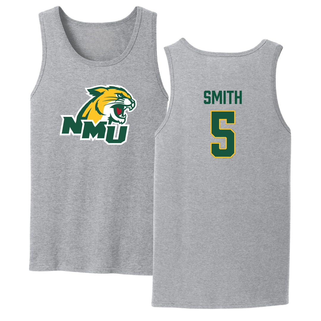 Northern Michigan University Basketball Sport Gray Tank Top - #5 Carson Smith