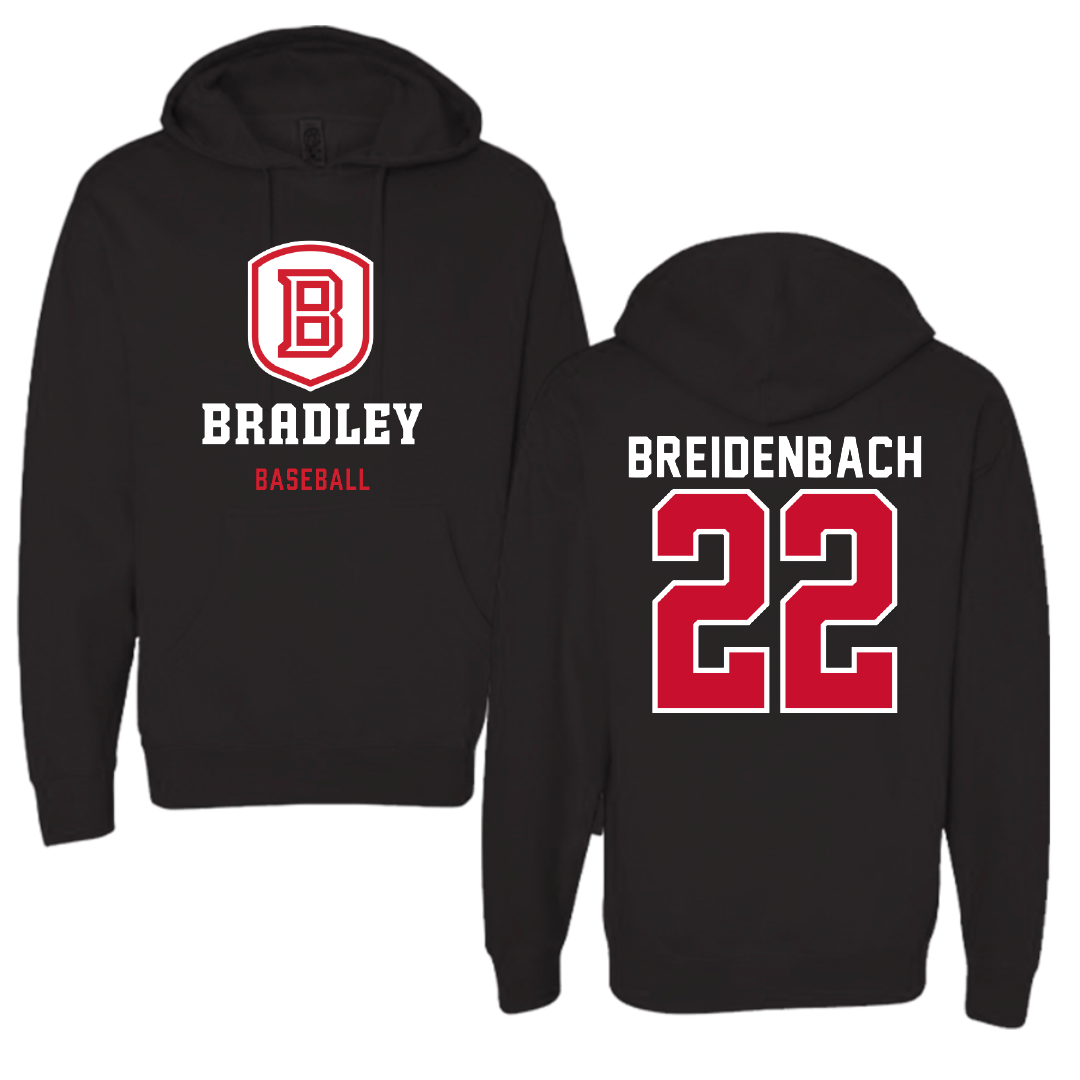 Bradley University Baseball Black Hoodie - #22 Mason Breidenbach