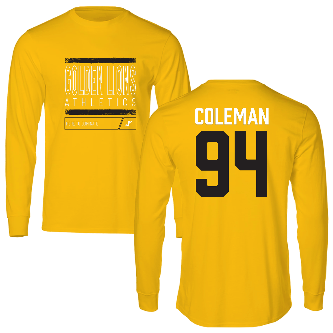University of Arkansas-Pine Bluff Football Gold Dominate Performance Long Sleeve - #94 Cameron Coleman
