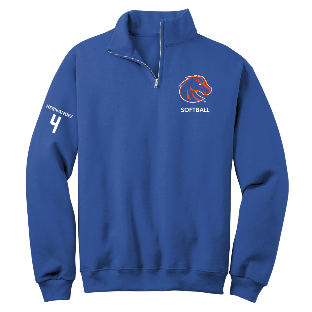 Boise State University Softball Blue Quarter-Zip - #4 Ashley Hernandez