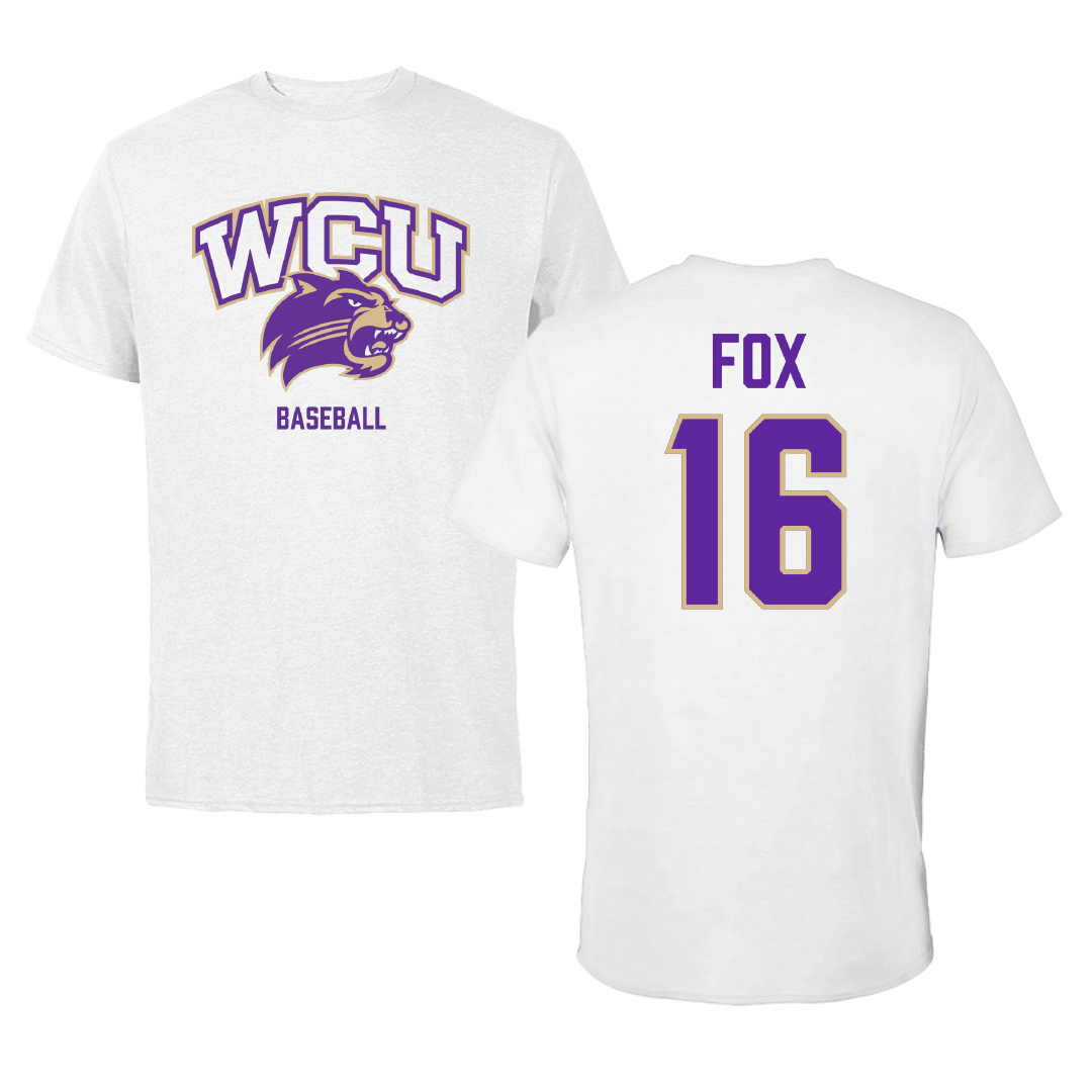 Western Carolina University Baseball White Performance Tee - #16 Walker Fox