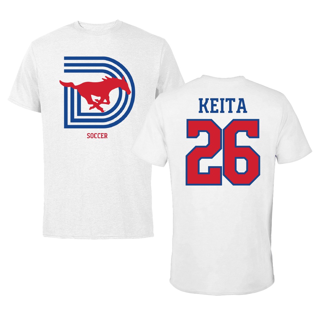 Southern Methodist University Soccer (M) White Performance Tee - #26 Ibrahim Keita