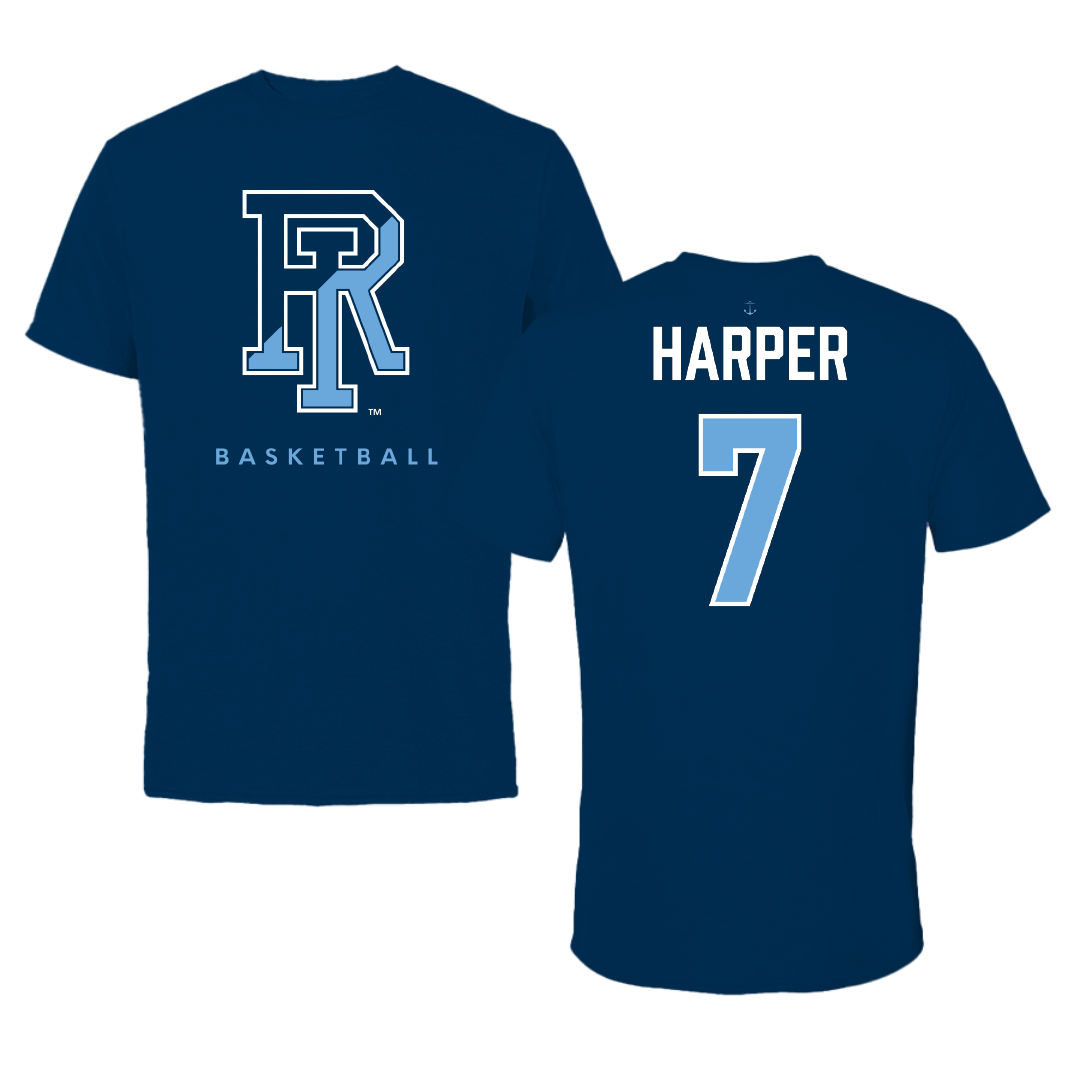 University of Rhode Island Basketball (M) Navy Performance Tee - #7 Jalen Harper