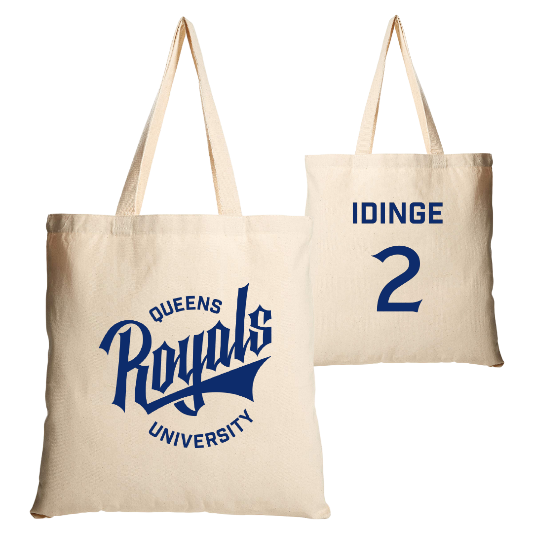 Queens University of Charlotte Soccer Tan Canvas Tote Bag - #2 Samuel Idinge