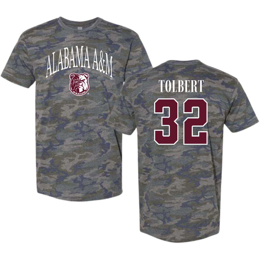 Alabama A&M University Volleyball Vintage Camo Tee - #32 Ryann Tolbert