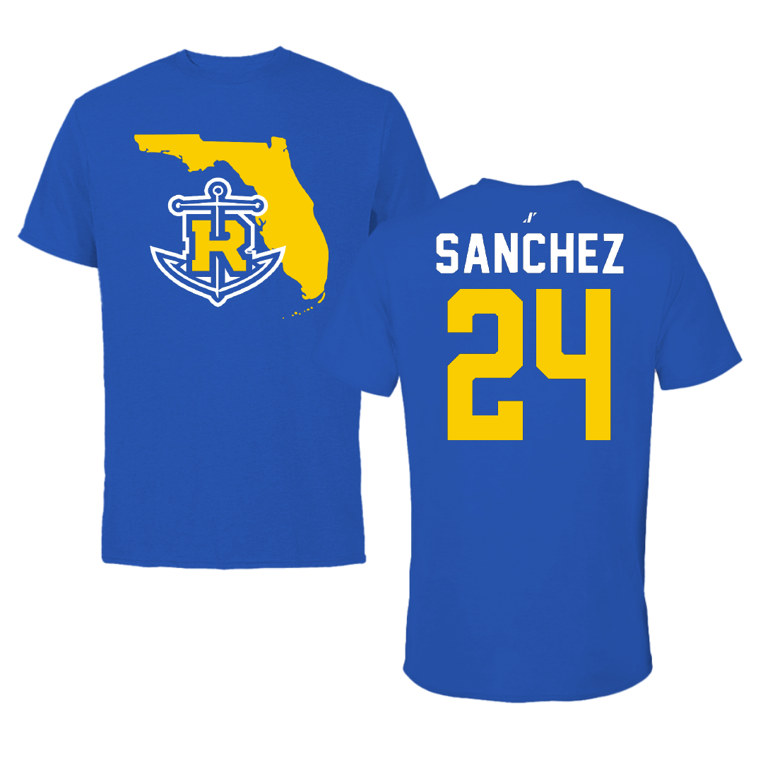 Rollins College Baseball Blue State Performance Tee - #24 Jordan Sanchez