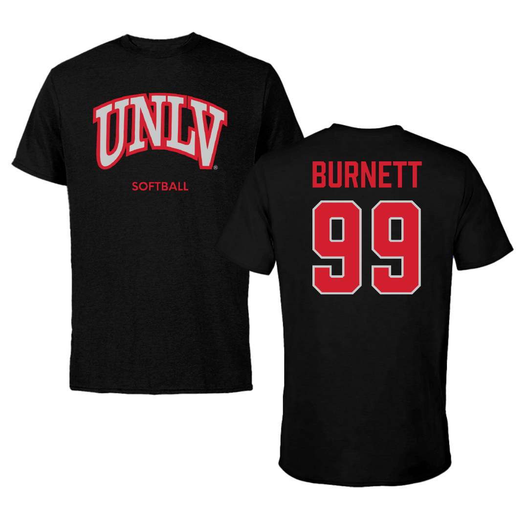 University of Nevada-Las Vegas Softball Black Tee - #99 Gwyn Burnett