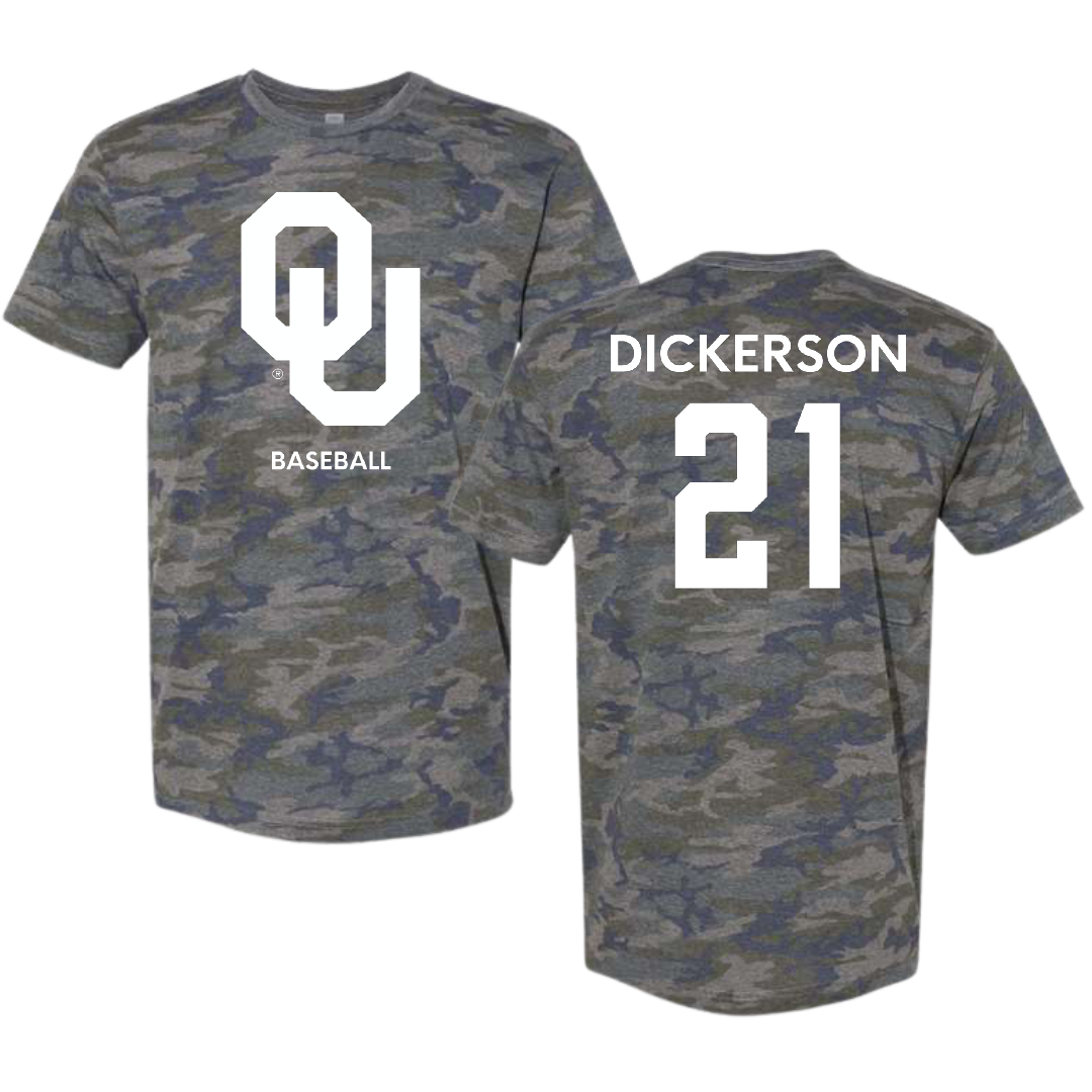 University of Oklahoma Baseball Vintage Camo Tee - #21 Drew Dickerson