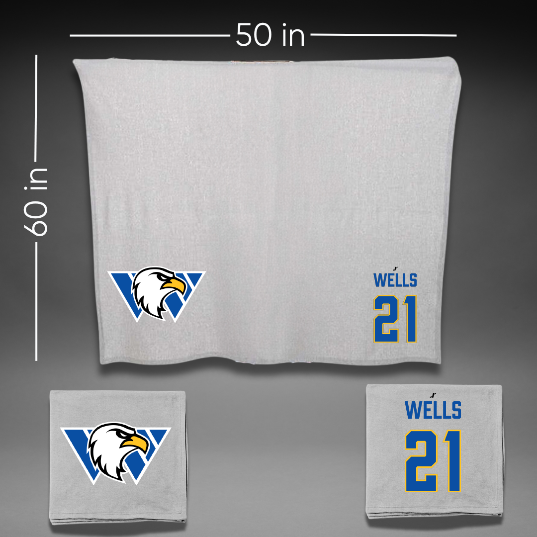 Williams Baptist University Softball Gray Blanket - #21 Katie Wells