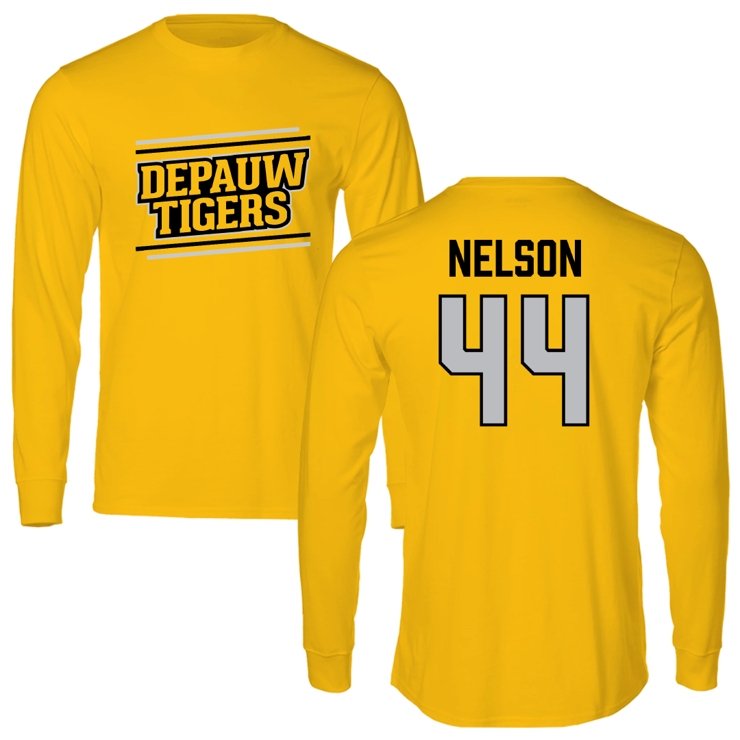 DePauw University Lacrosse Gold General Long Sleeve - #44 Russ Nelson