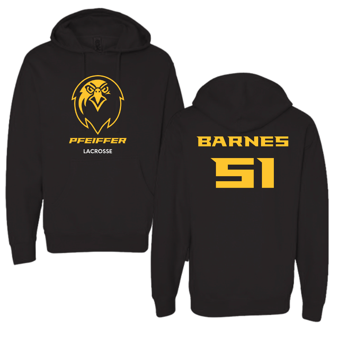 Pfeiffer University Lacrosse (M) Black Hoodie - #51 Jon Barnes