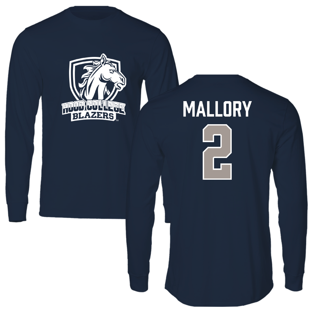 Hood College Basketball Navy Performance Long Sleeve - #2 Karron Mallory