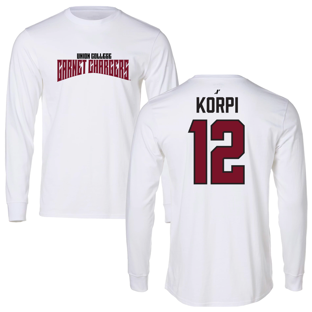 Union College Ice Hockey White Classic Long Sleeve - #12 Carter Korpi