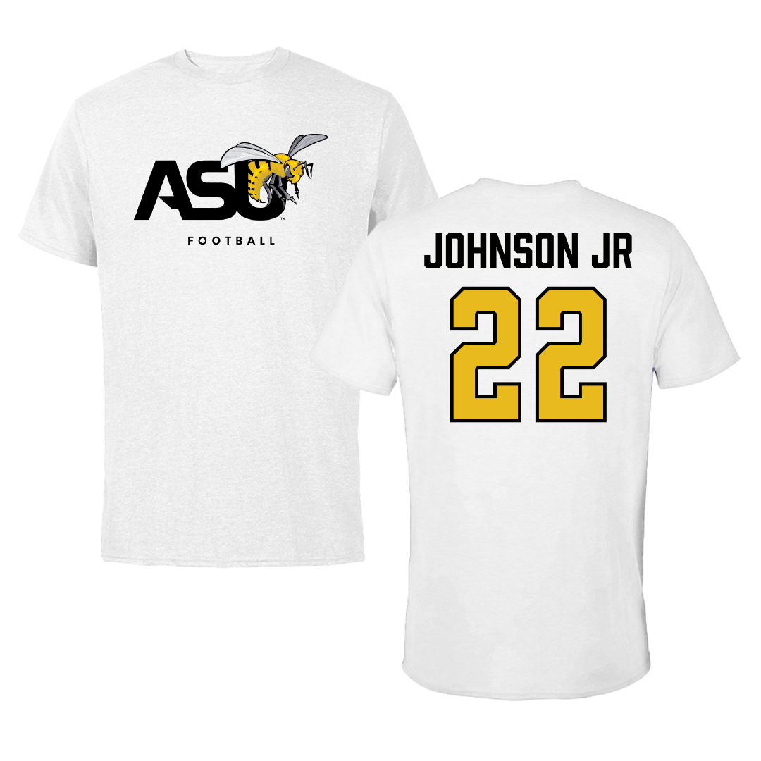 Alabama State University Football White ASU Tee - #22 Terence Johnson Jr