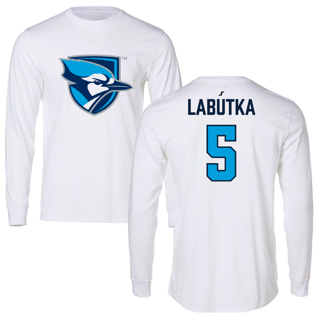 Elmhurst University Baseball White Performance Long Sleeve - #5 Benjamin Labutka