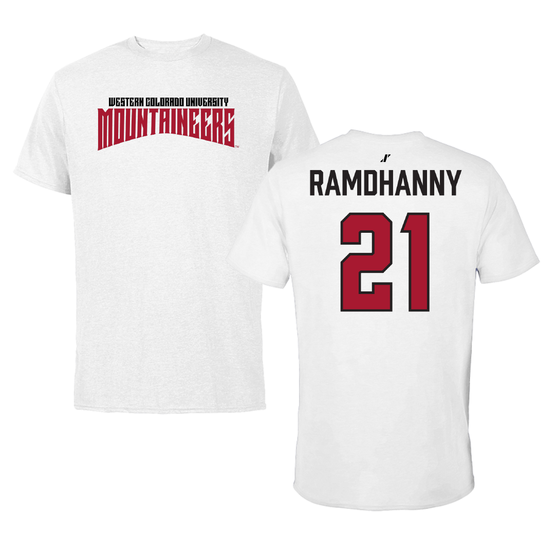 Western Colorado University Soccer White Classic Performance Tee - #21 Malia Ramdhanny