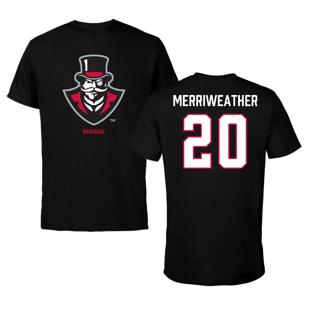 Austin Peay State University Baseball Black Performance Tee - #20 DJ Merriweather