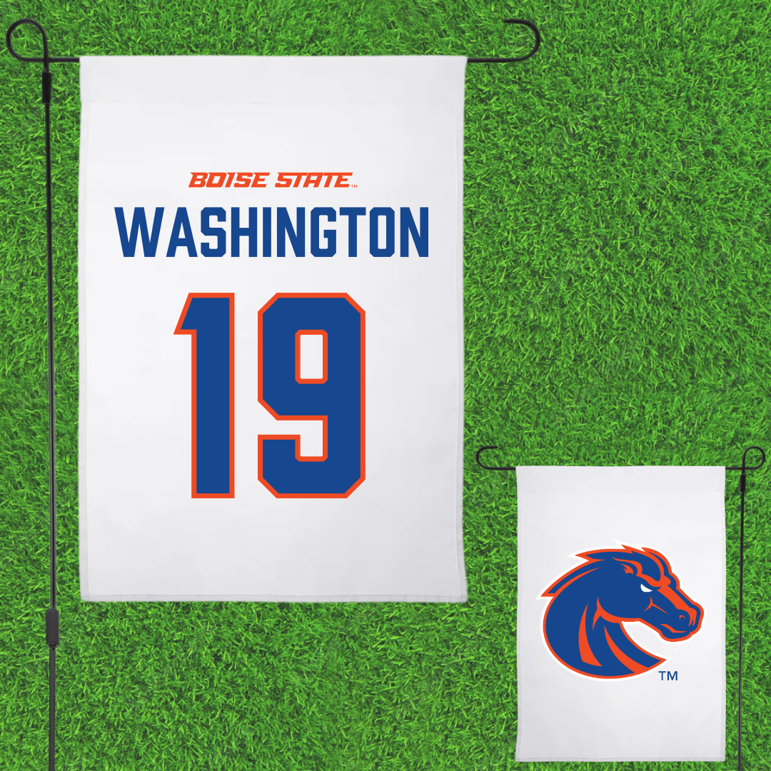 Boise State University Football White Garden Flag - #19 Dion Washington