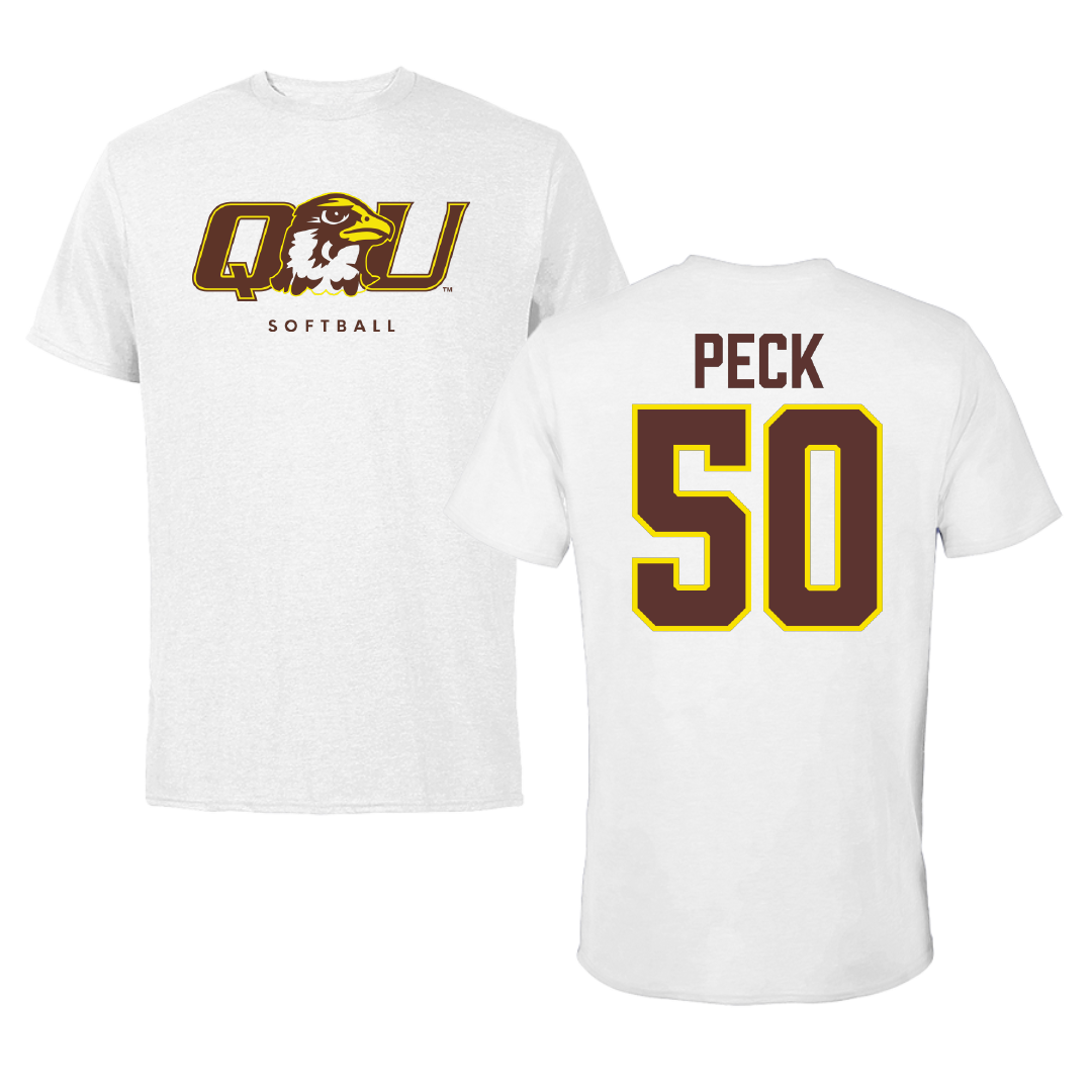 Quincy University Softball White Tee - #50 Madison Peck