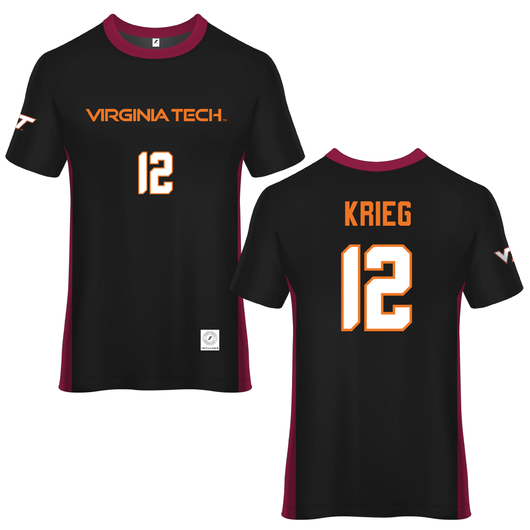 Virginia Tech Black Soccer Jersey - #12 Harrison Krieg