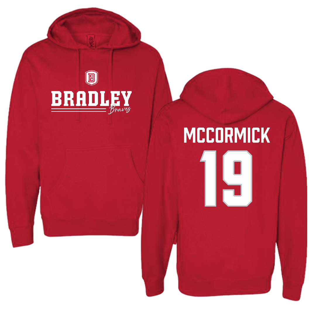 Bradley University Baseball Red General Hoodie - #19 Colin McCormick