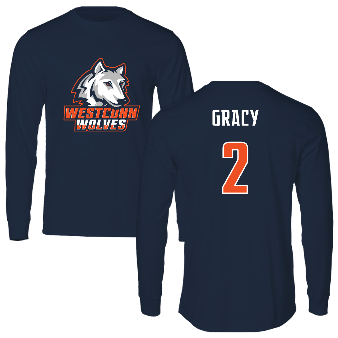 Western Connecticut State University Lacrosse Navy Wolves Performance Long Sleeve - #2 Vicky Gracy