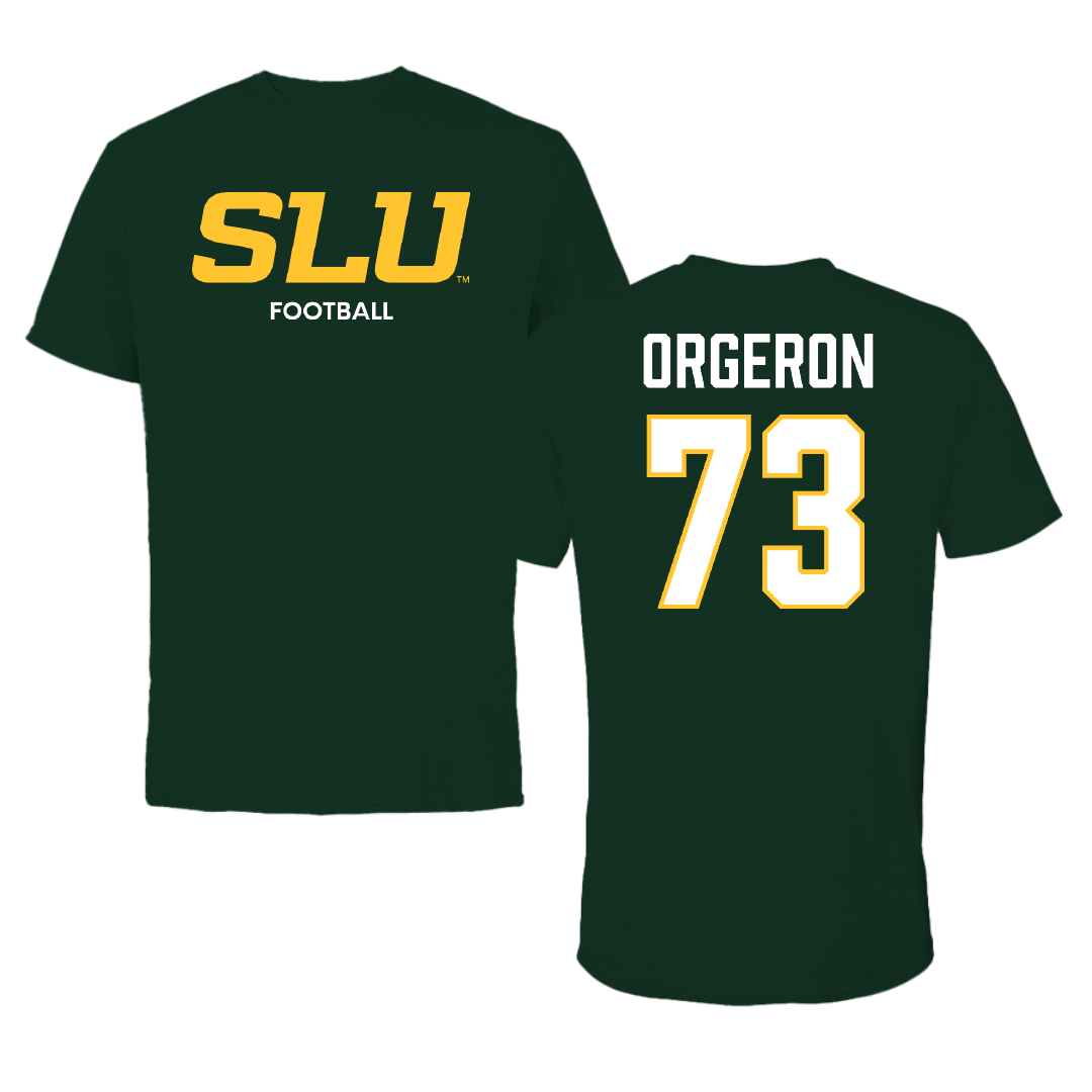 Southeastern Louisiana University Football Forest Green Performance Tee - #73 Jhy Orgeron