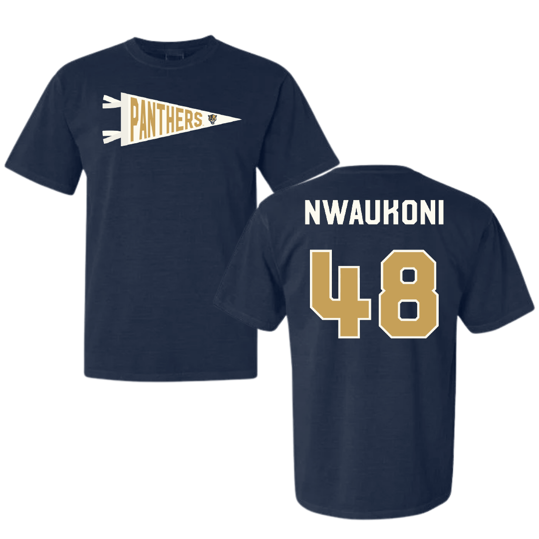 Florida International University Football Navy Pennant Comfort Colors Tee - #48 Richard Nwaukoni