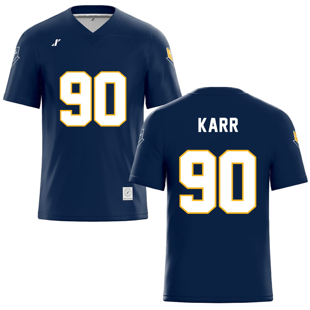 Mount Marty University Navy Football Jersey - #90 Emmett Karr