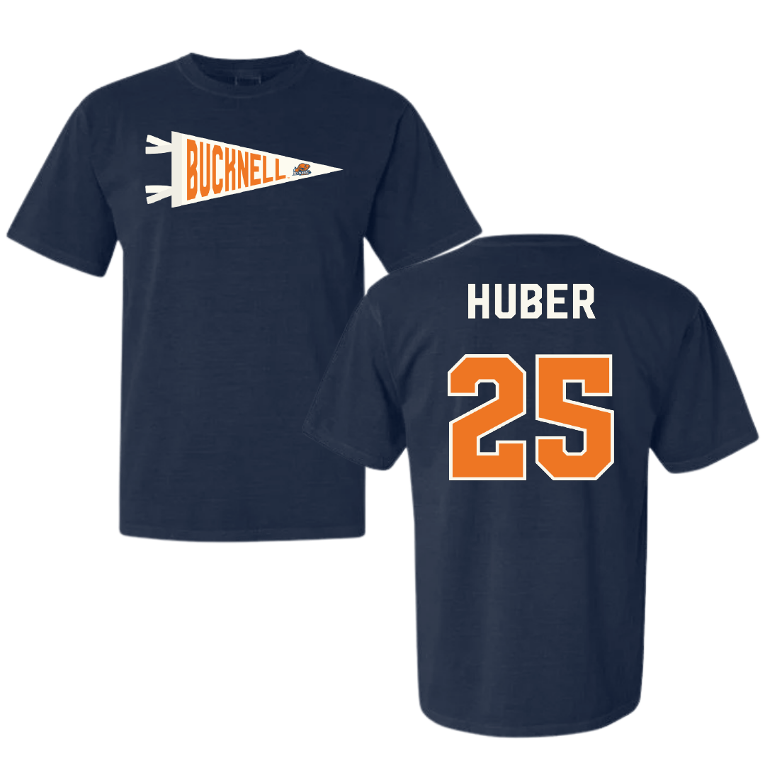 Bucknell University Lacrosse Navy Pennant Comfort Colors Tee - #25 Hans Huber