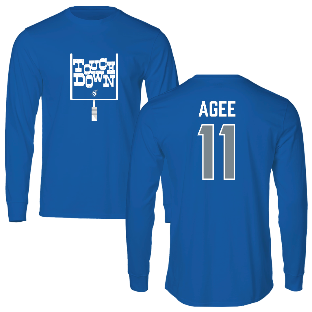 Thomas More University Football Blue Touchdown Long Sleeve - #11 Preston Agee