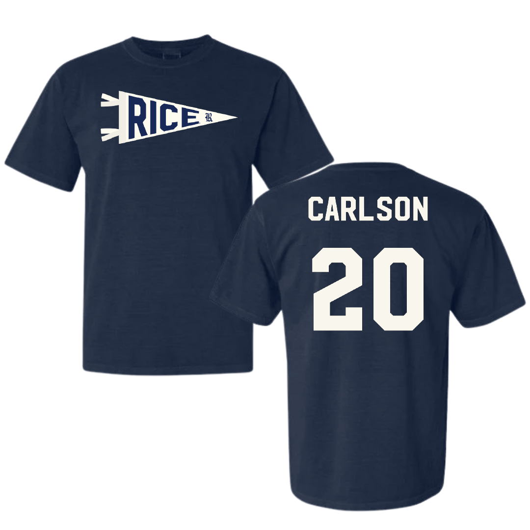 Rice University Baseball Navy Pennant Comfort Colors Tee - #20 Gunnett Carlson