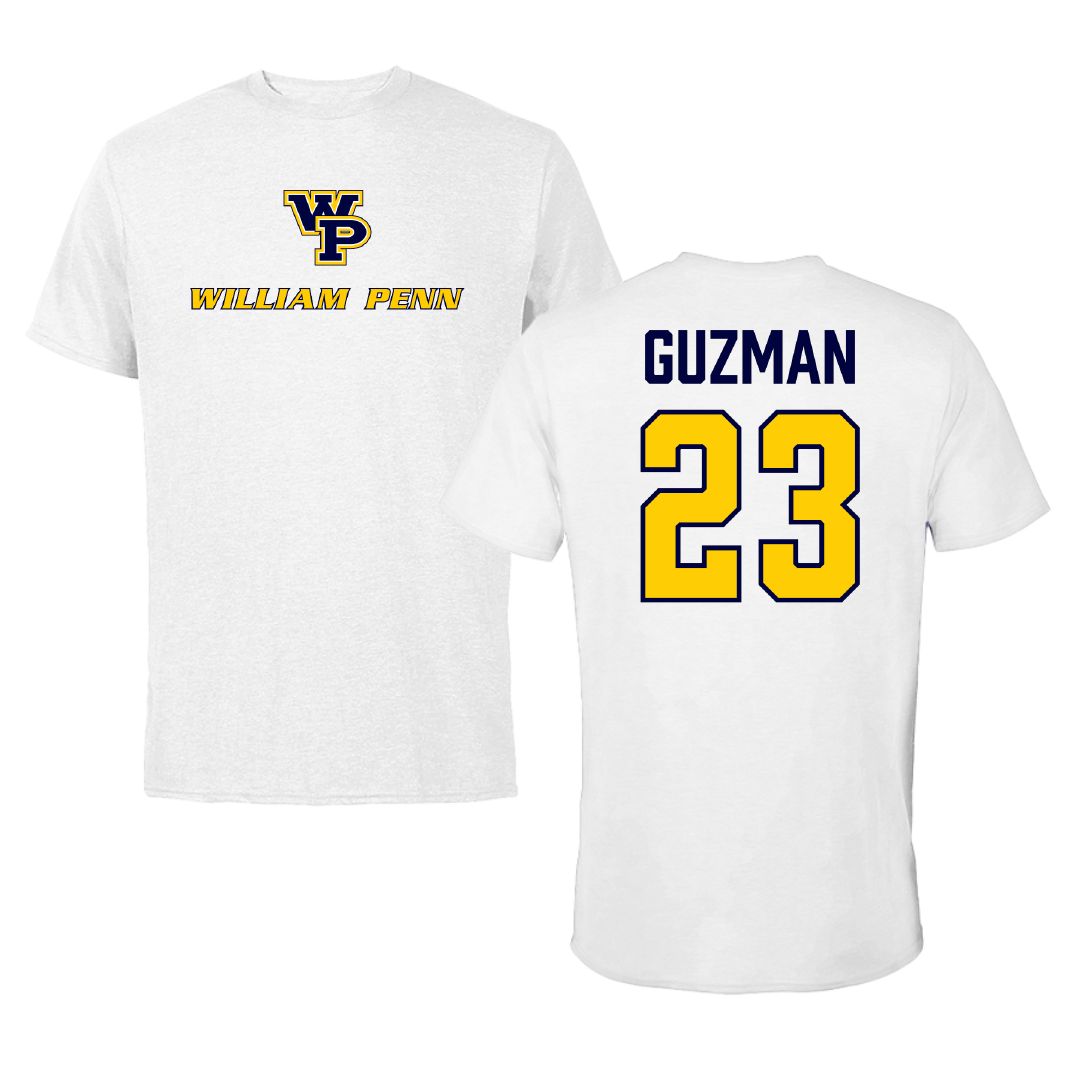 William Penn University Volleyball (M) White Performance Tee - #23 Ryan Guzman