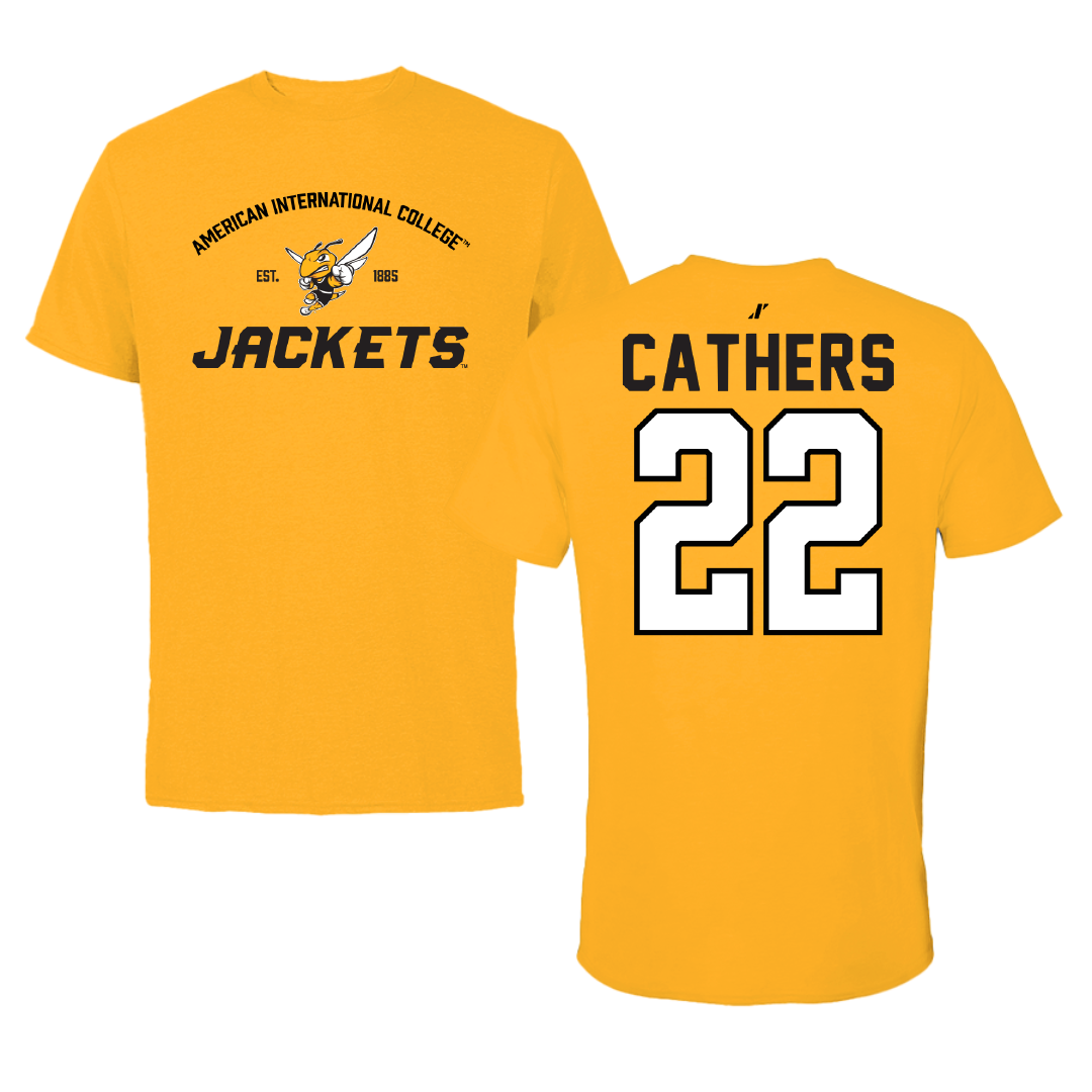 American International College Rugby Gold General Performance Tee - #22 Tyler Cathers