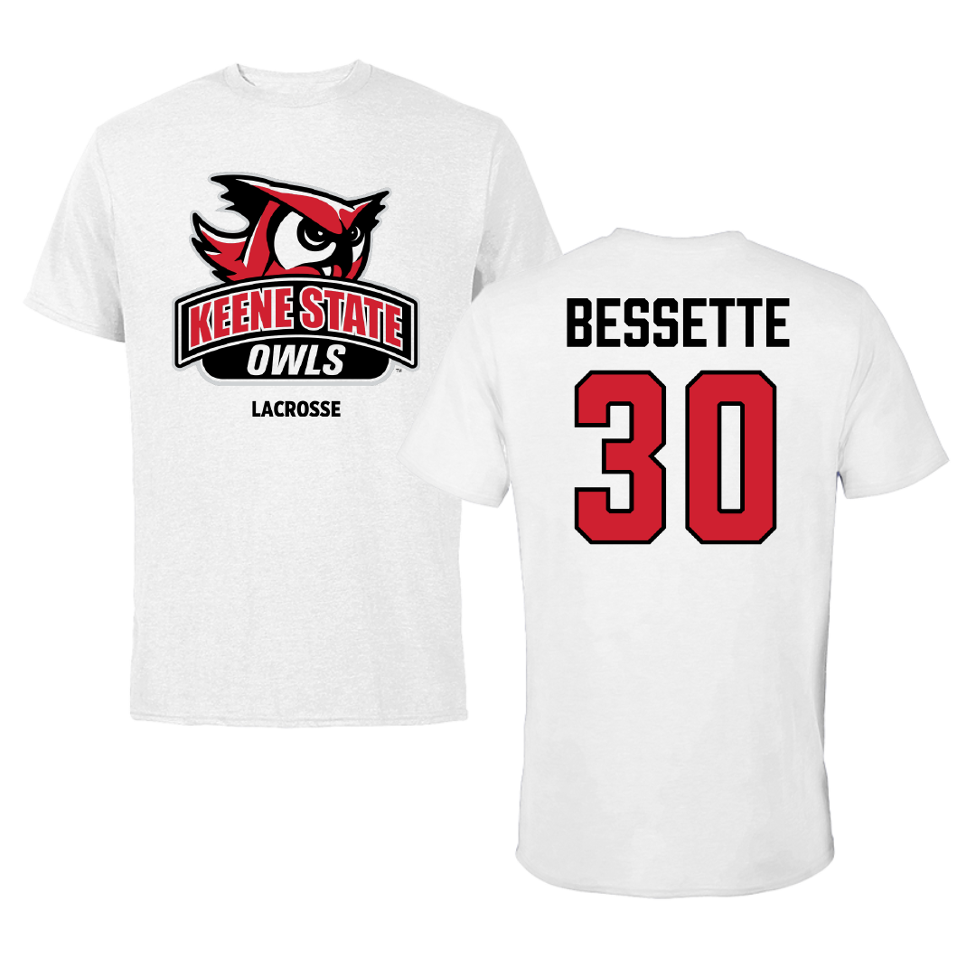 Keene State College Lacrosse (W) White Performance Tee - #30 Mabelle Bessette