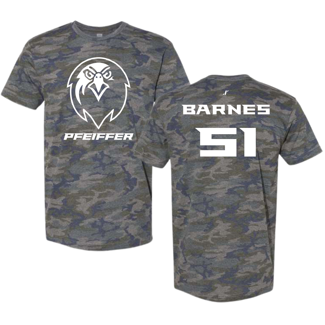 Pfeiffer University Lacrosse (M) Vintage Camo Tee - #51 Jon Barnes