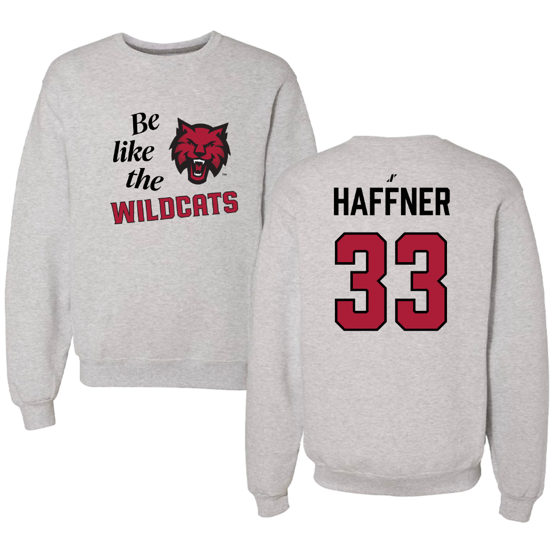 Central Washington University Baseball Light Gray Be Like Us Crewneck - #33 Kaden Haffner