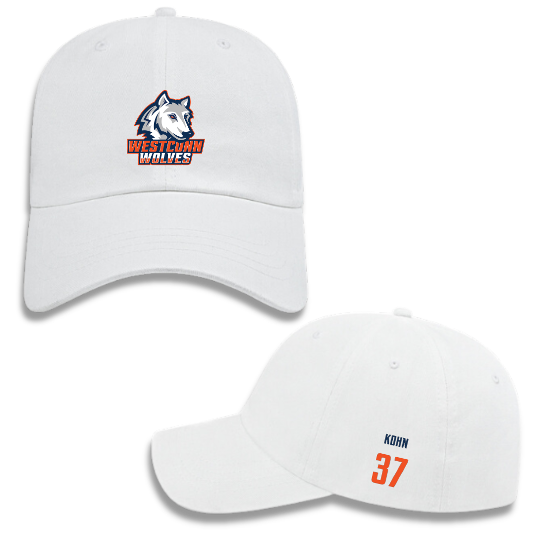 Western Connecticut State University Football White Hat - #37 Randy Kohn