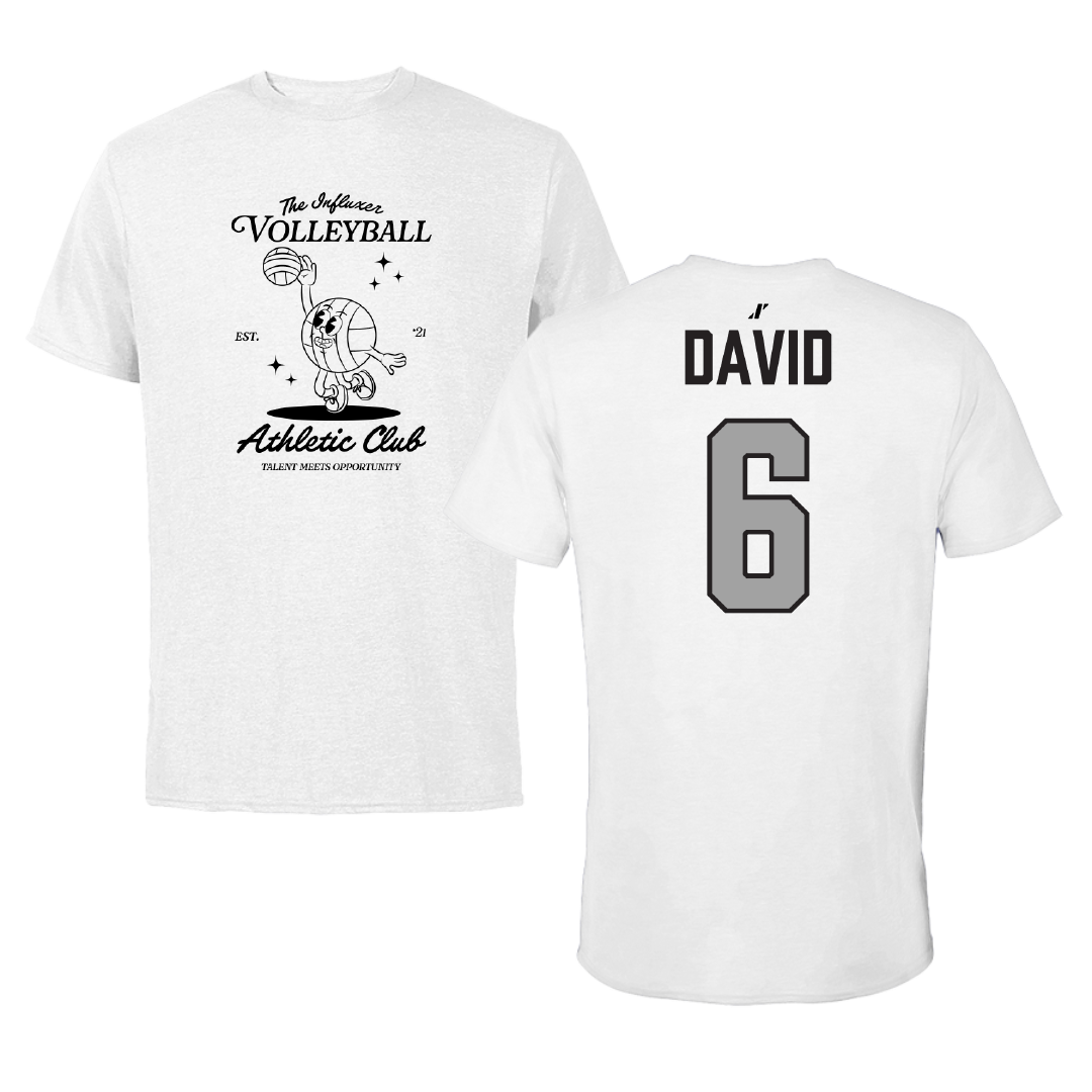 Volleyball White Influxer Athletic Club Tee - #6 Jayla David