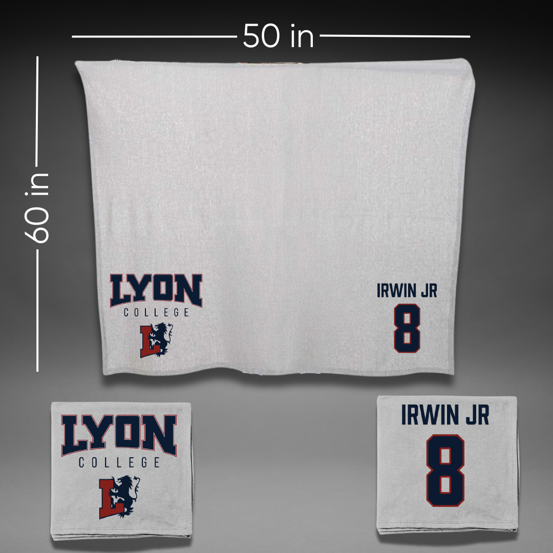 Lyon College Baseball Gray Blanket - #8 Thomas Irwin Jr