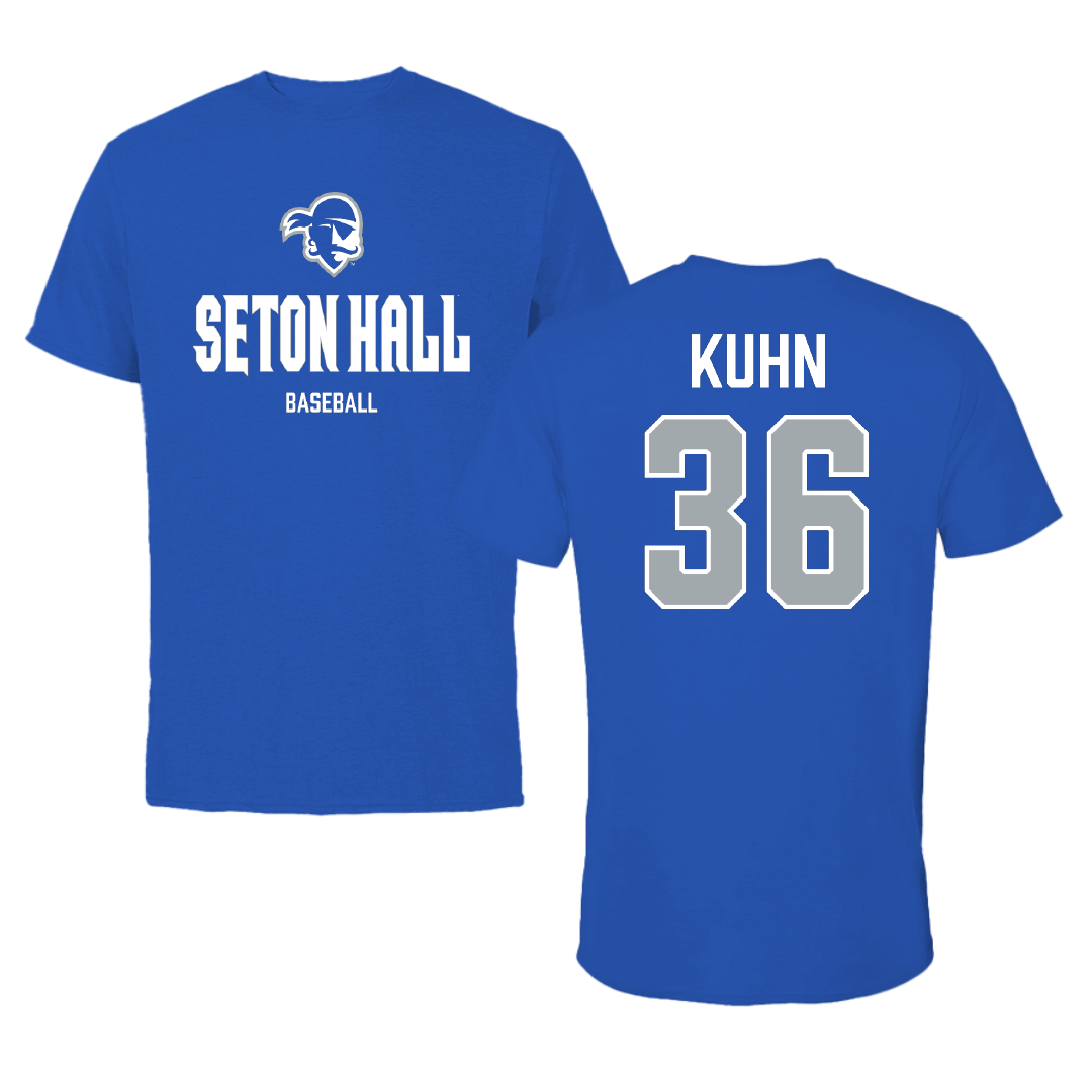 Seton Hall University Baseball Blue Performance Tee - #36 Jason Kuhn