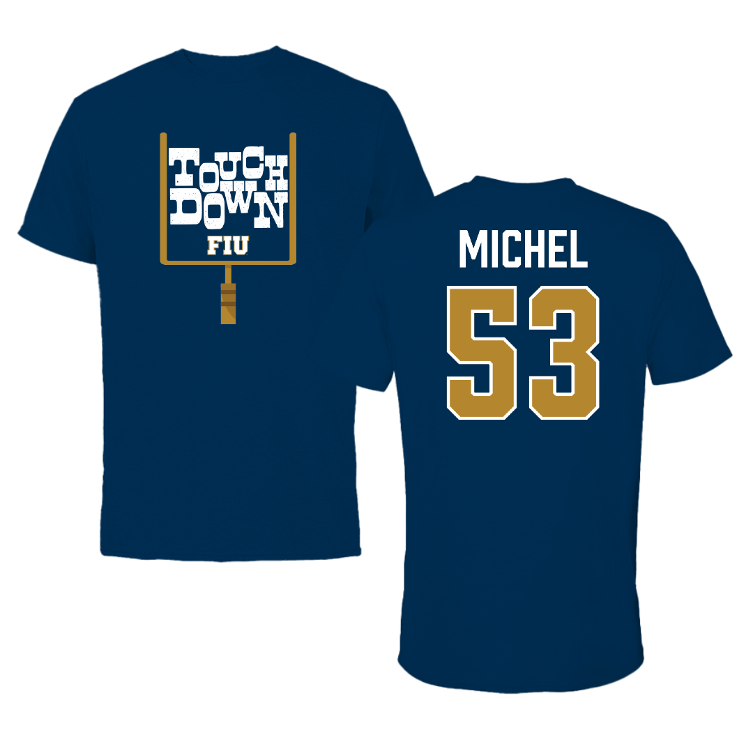 Florida International University Football Navy Touchdown Performance Tee - #53 Daniel Michel